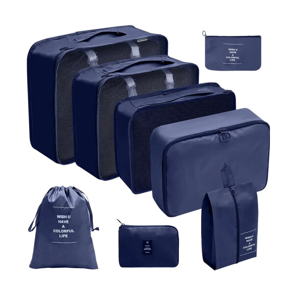 Kit Organizador de Viaje 8 Piezas Azul