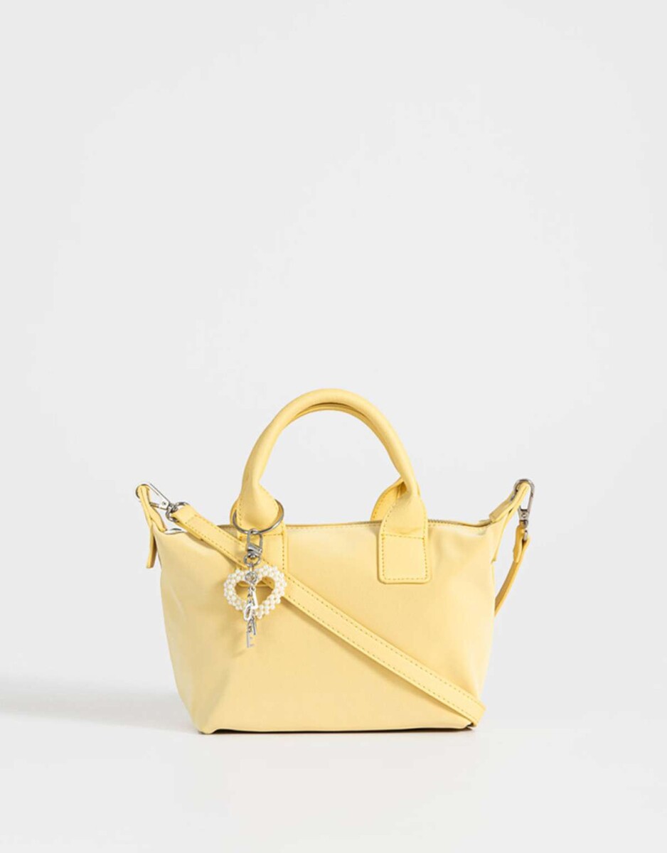 Cartera City Con Charm De Perlas - Amarillo Claro 