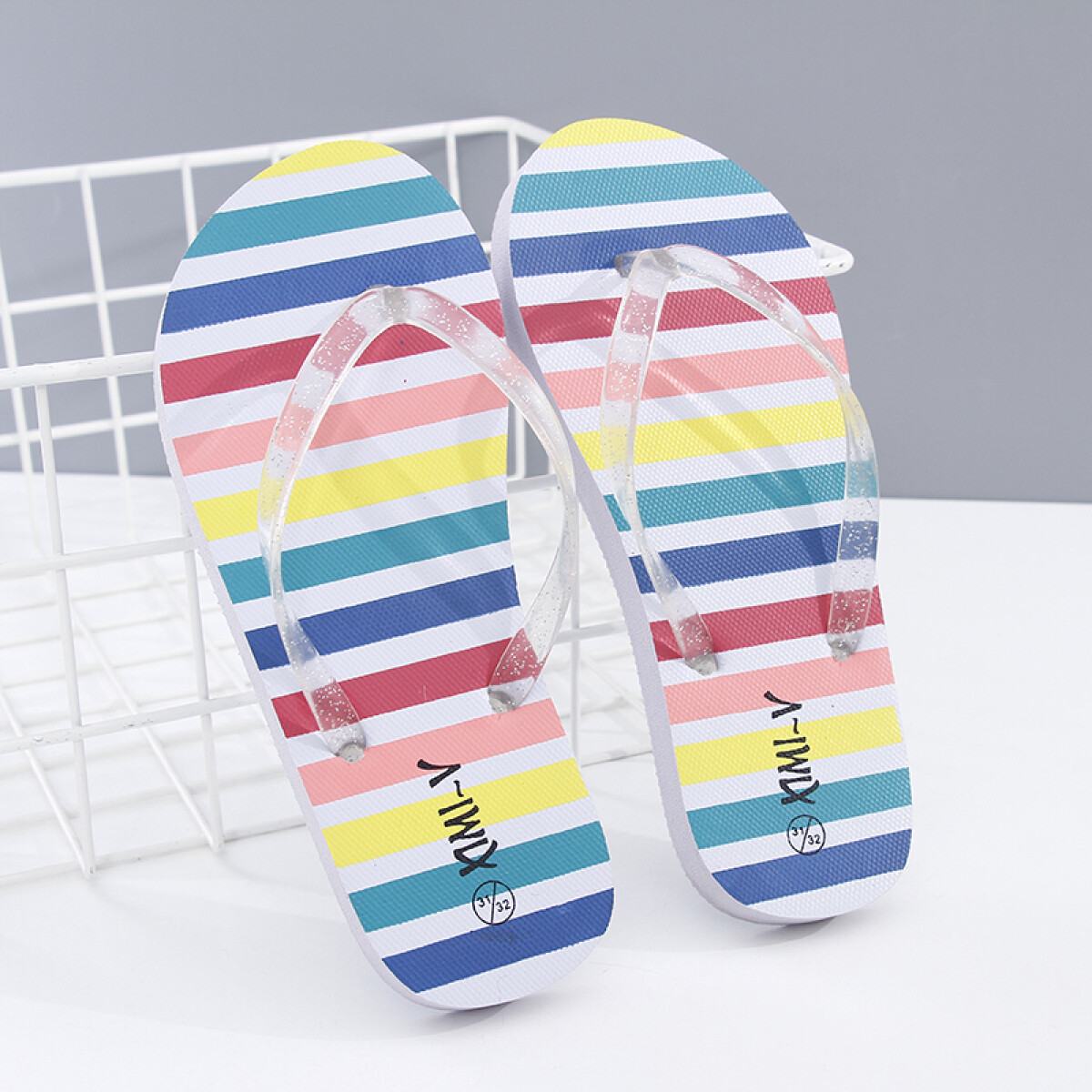 Chancletas Para Niños - Rayas Coloridas 31/32 