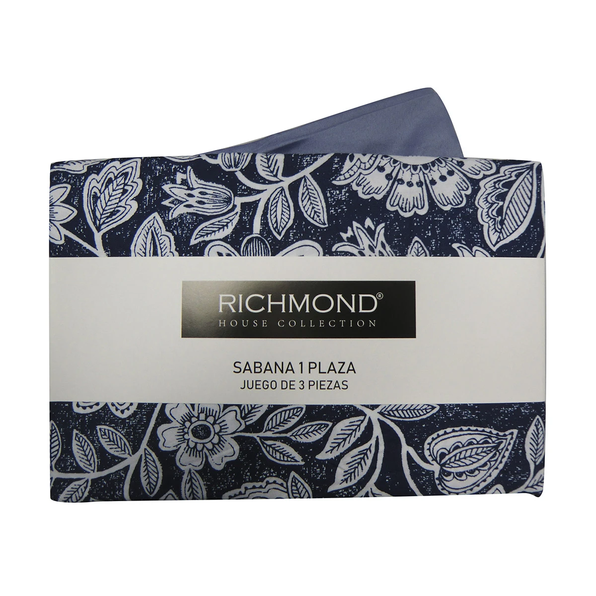 Juego Sábanas Queen Size Richmond House Estampada 100% Microfibra - 307 FLOR AZUL 