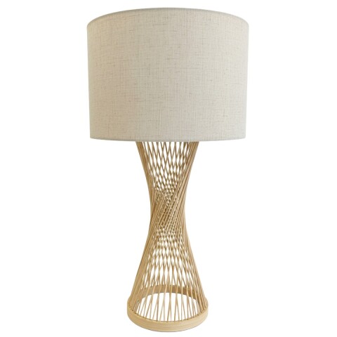LAMPARA BEIGE COMB/RATAN P/MESA 30X58CM Unica