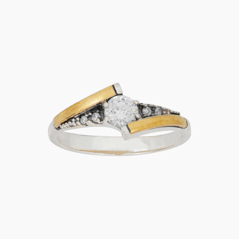 Anillo en Plata y Oro con circonias Anillo En Plata Y Oro Con Circonias