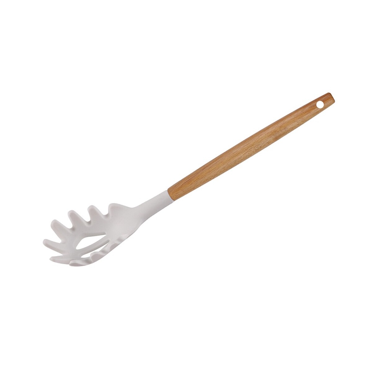 Cuchara Pasta Silicona 31Cm Mango Acacia Blanco 