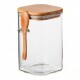 Recipiente Hermetico Vidrio Tapa Bamboo Cuchara 1500 Ml Sin Color