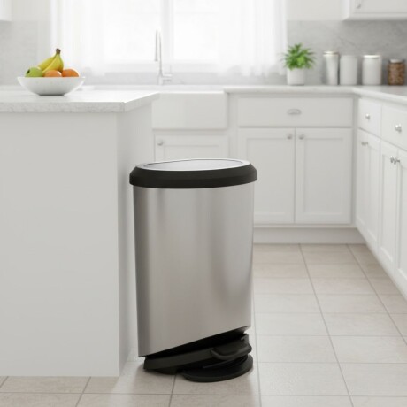 Tarro de residuos simil metal con pedal 45 lts PLATEADO