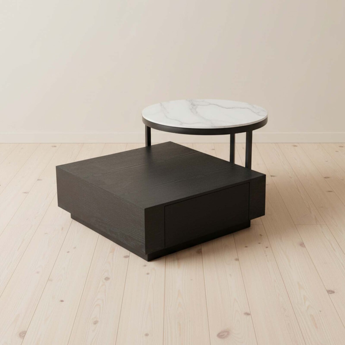 MESA RATONA - METAL-Y-PIEDRA NEGRO ALLEANZA NEG/BCO 