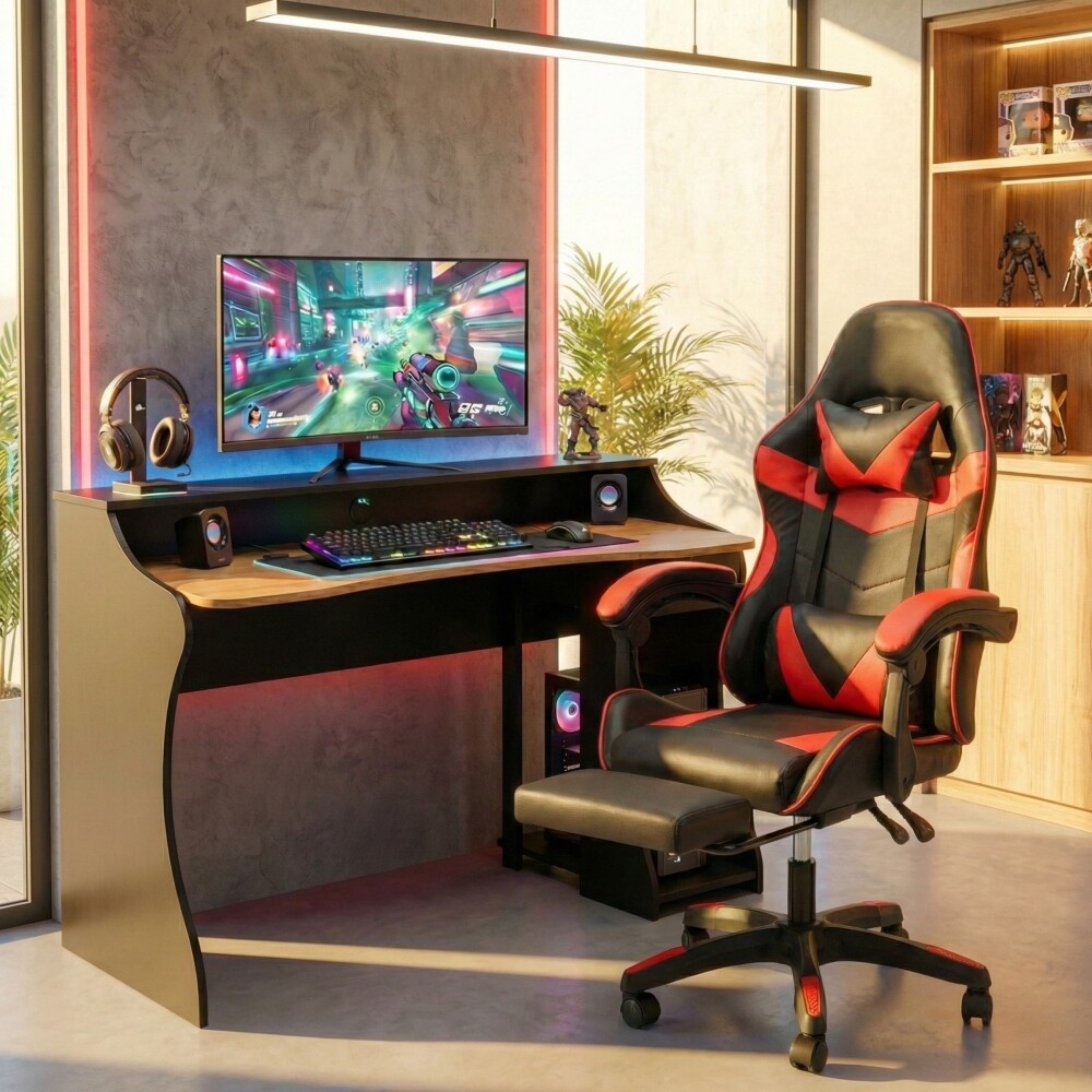 Combo Escritorio + Silla Gamer Rojo