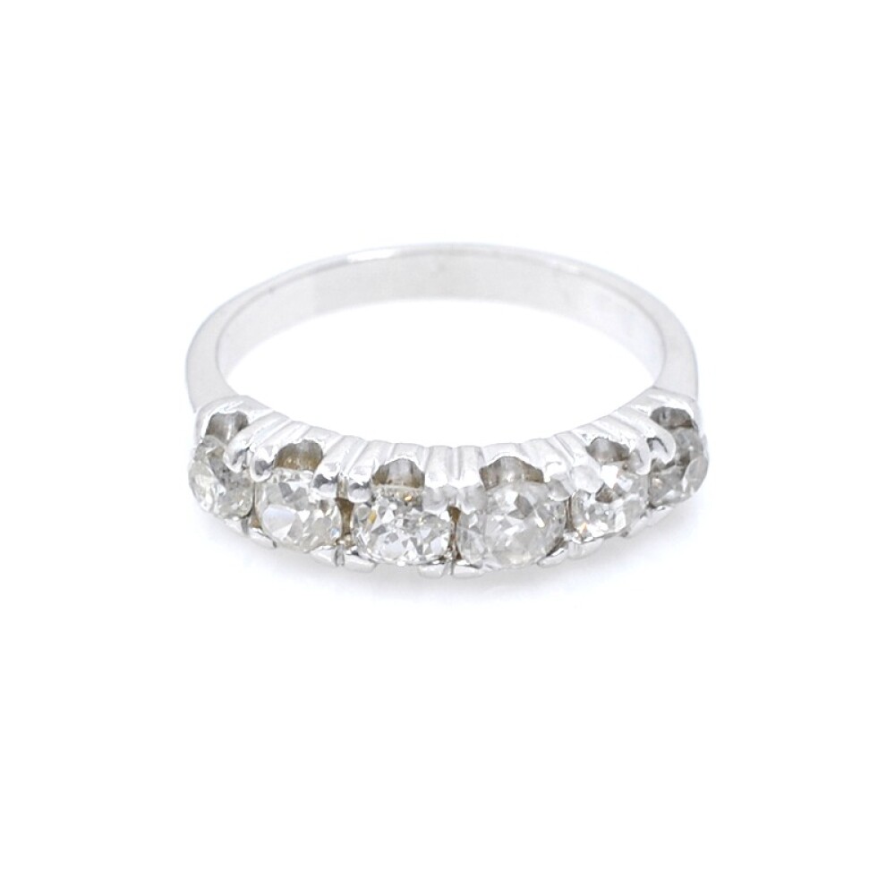 Anillo medio sin fin 18k blanco con brillantes antiguos con engarce 4 puntas Anillo medio sin fin 18k blanco con brillantes antiguos con engarce 4 puntas