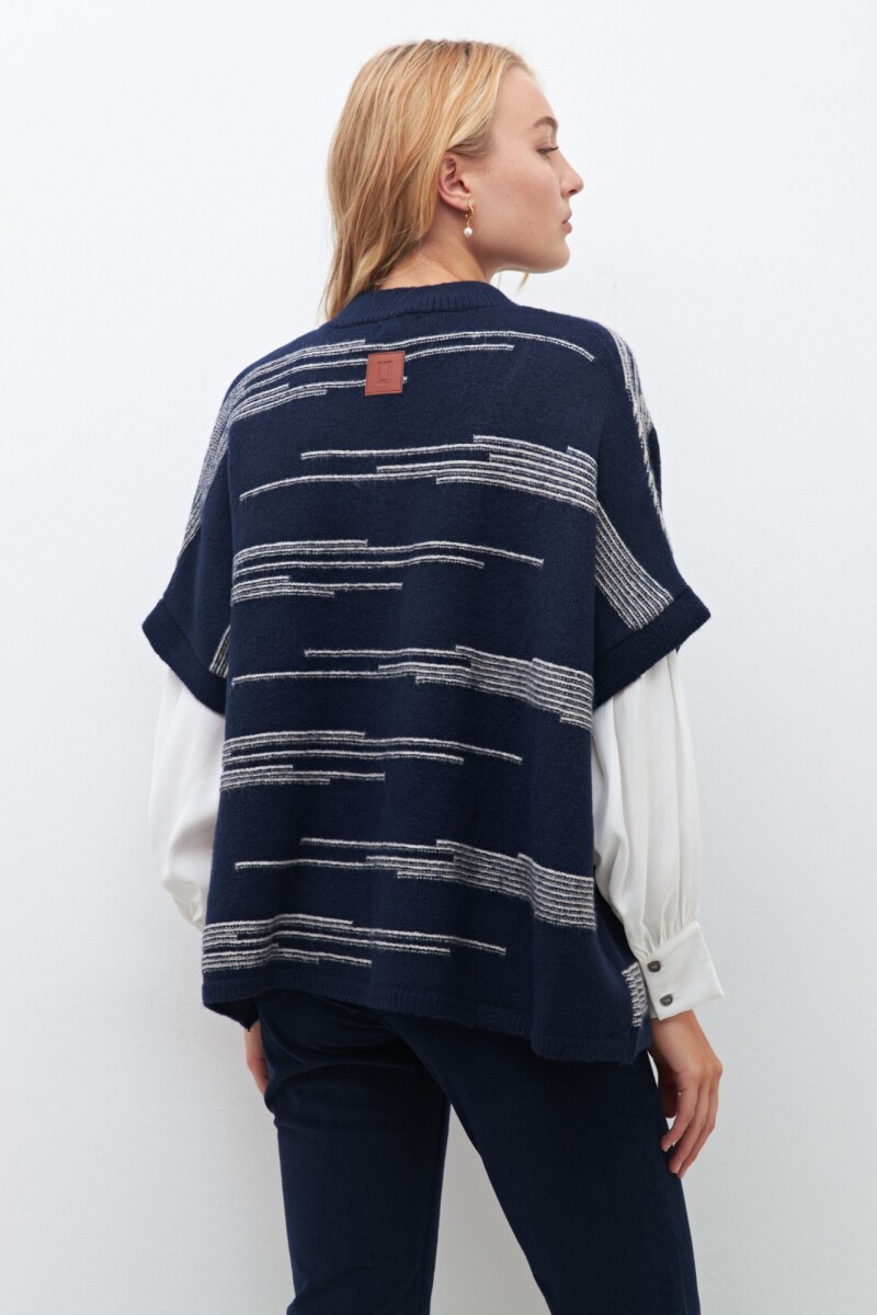 Capa tejida bicolor azul marino