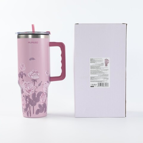 VASO TÉRMICO SERIE FLORAL CON ASA (1200 ML/ROSA) VASO TÉRMICO SERIE FLORAL CON ASA (1200 ML/ROSA)