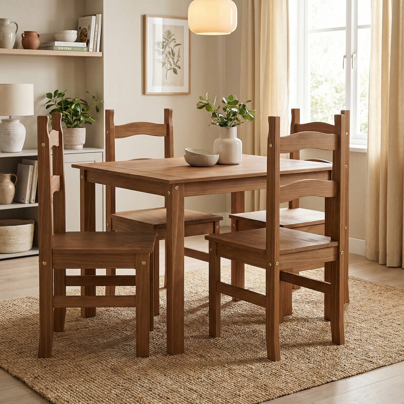 Juego de comedor 4 sillas, linea Dorada Juego de comedor 4 sillas, linea Dorada