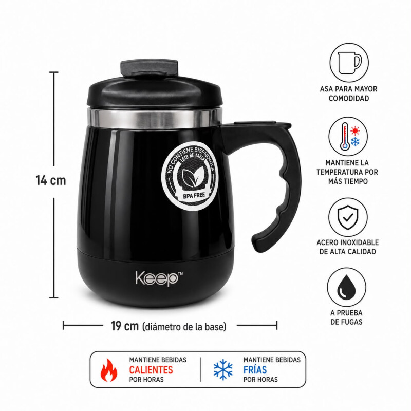 Mug Termico con Asa Frio/Calor 400ml Negro