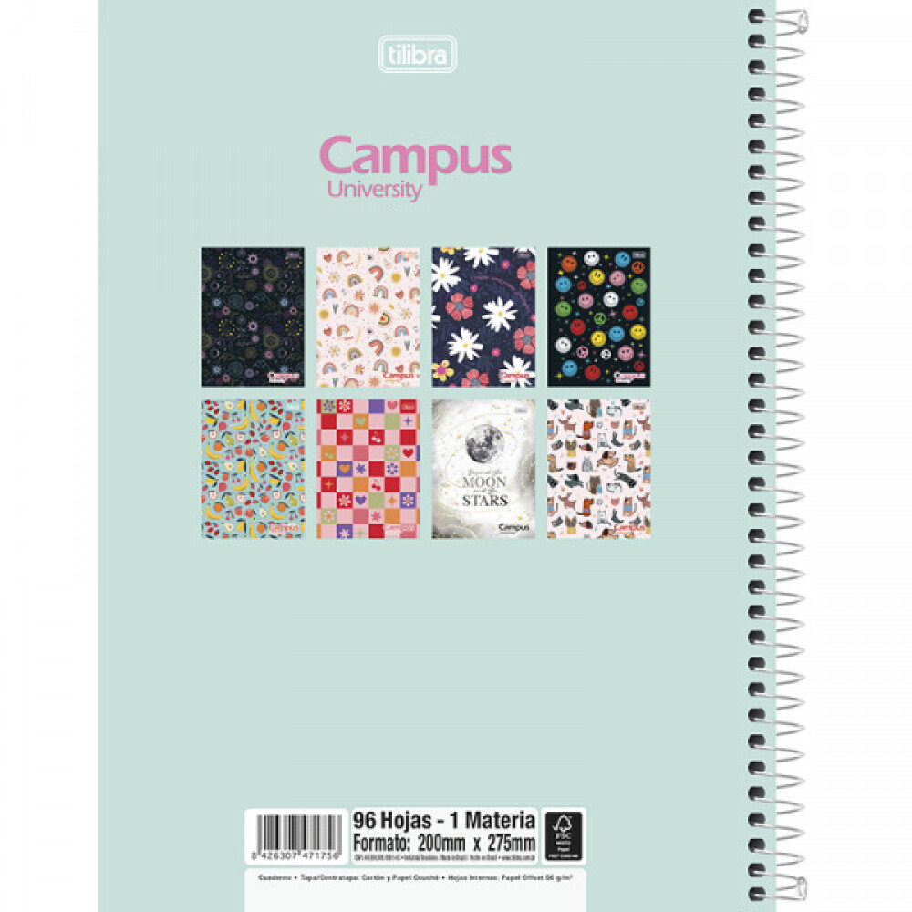 Cuadernola Fashion Tilibra Campus University Td Rayada Con Espiral 96 Hojas #CUADERNOLA FASHION TILIBRA CAMPUS UNIVERSITY TD RAYADA CON ESPIRAL 96 HOJAS