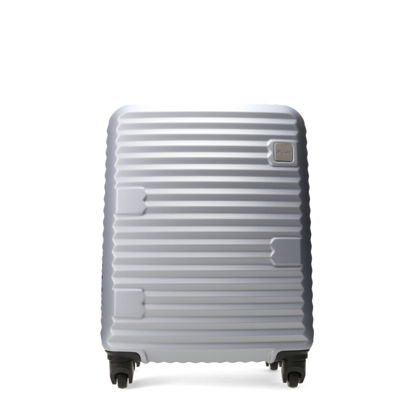 Valija Push Rigida Acanalada Plateado - Gris Oscuro
