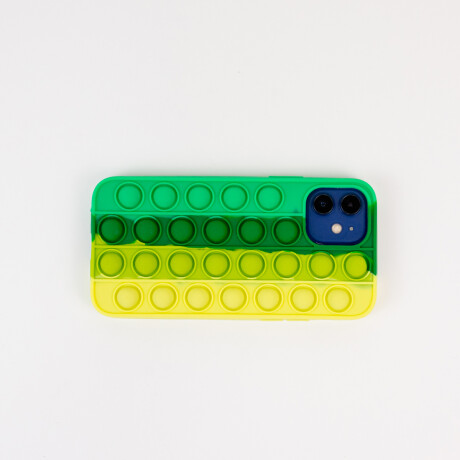 Estuche Funda Pop It De Silicona Iphone 12 Verde Y Amarillo