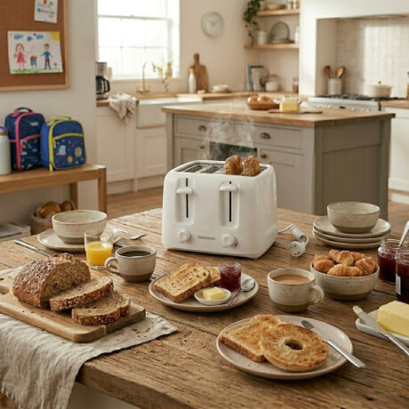 Tostadora eléctrica 4 panes Daewoo | 6 Niveles | Color blanco Tostadora eléctrica 4 panes Daewoo | 6 Niveles | Color blanco