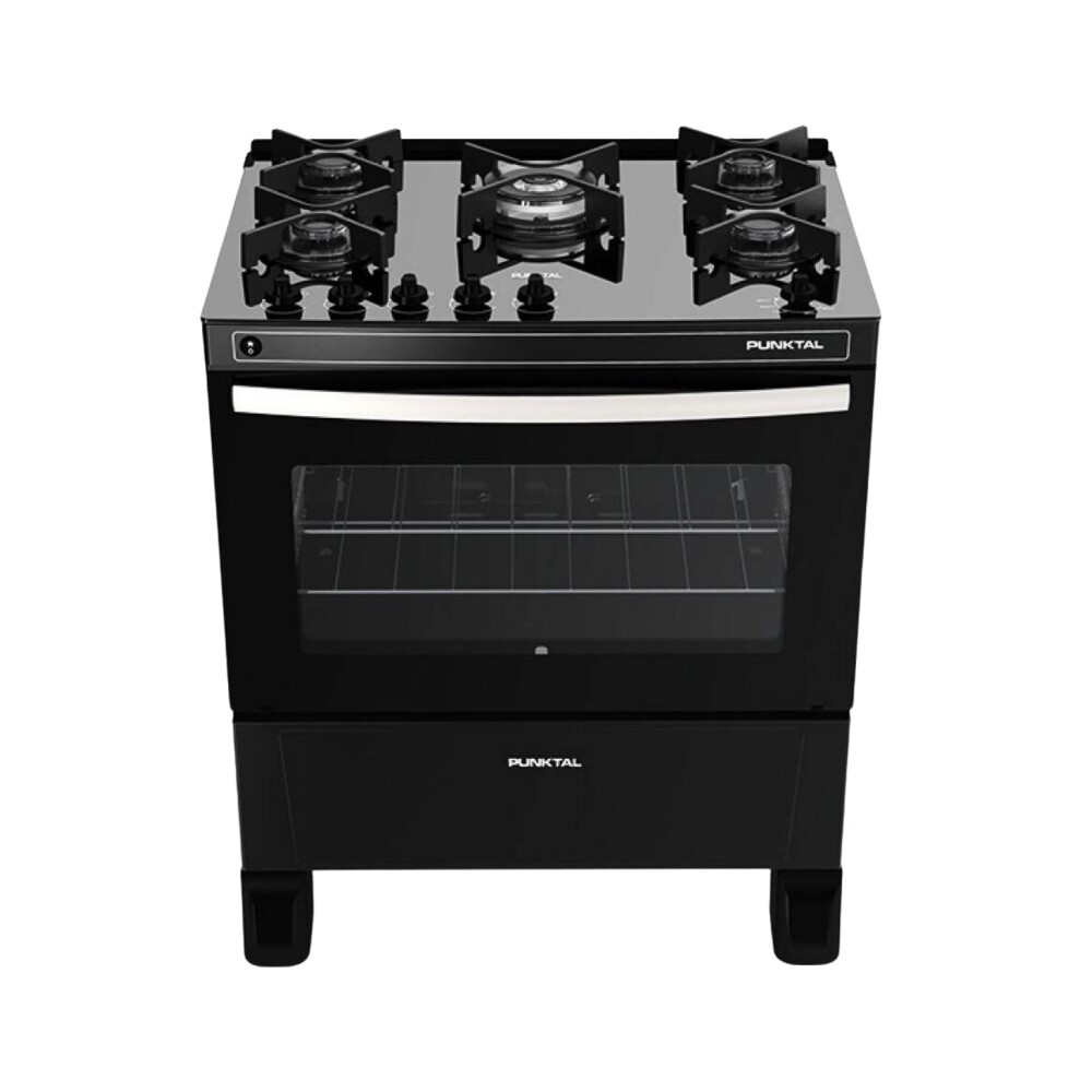 COCINA S/GAS 5 HORNALLAS, MESADA VIDRIO, ENC. ELÉCTRICO negro