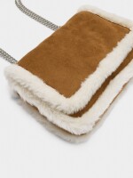 Bolso De Hombro Bordes Efecto Pelo camel