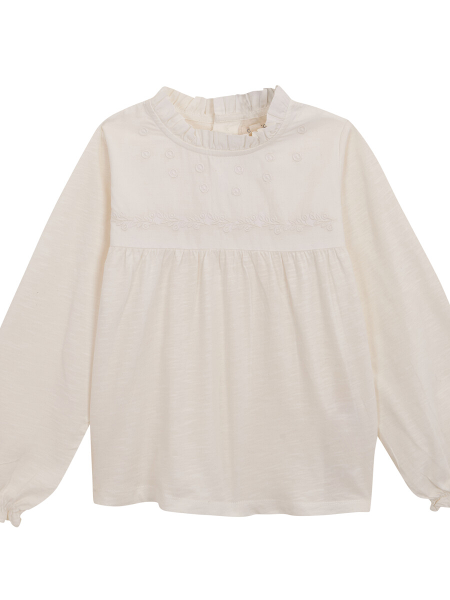 Camiseta Bordada Blanco Roto