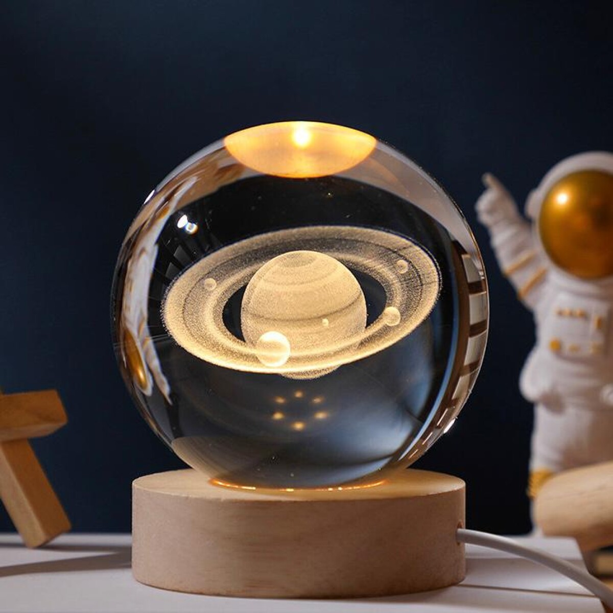 Lámpara Esfera Cristal 3D Ø10cm - Saturno 