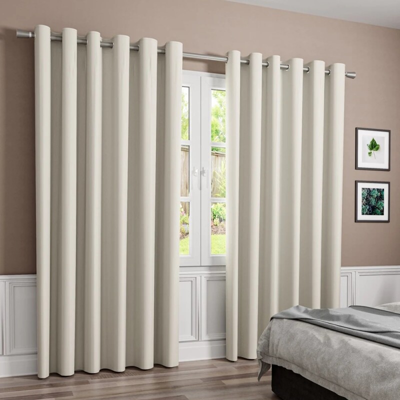 Set x2 paños cortina blackout 1,35m x 2,30m BEIGE