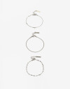 Pulseras Flexibles Sets Metal Set De Pulseras De Acero Combinadas - Plateado