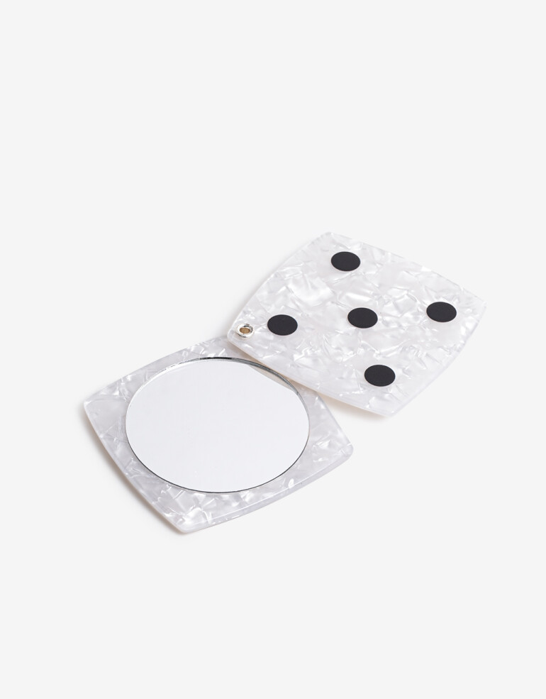 Espejos de cartera Espejo De Cartera Con Tapa - Blanco Nacarado/perlado