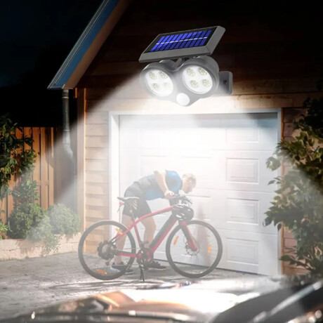 Foco Solar de Exterior 2 Paneles Led Ajustables c/Sensor Mov Negro
