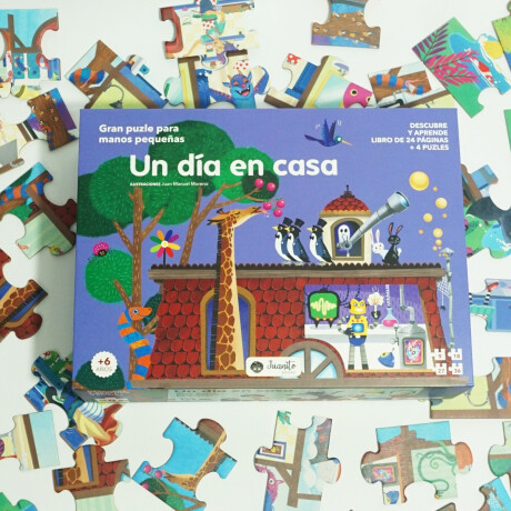 Libro Infantil "un Día En Casa" Con 4 Puzzles Unica