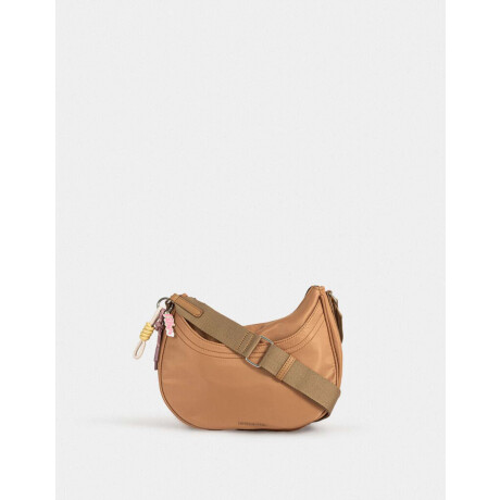 Bandolera Urbana Con Charm Marron Beige