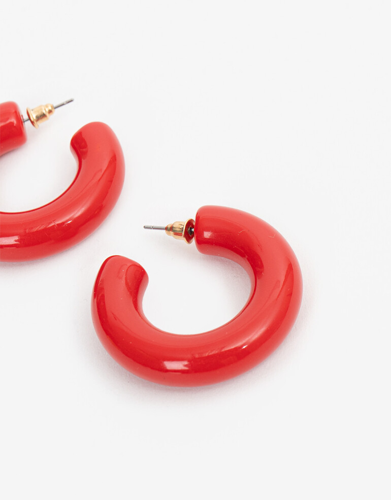 Aros Argollas Acrilico Argollas Resina Rojo - Rojo Medio