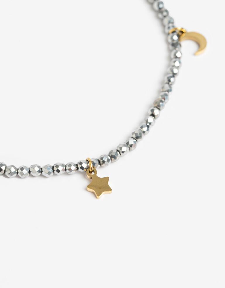 Pulseras Flexibles Piedra Pulsera De Acero Con Canutillos - Dorado