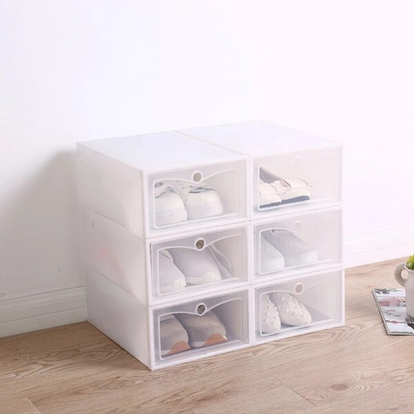 Caja Organizadora Zapatos Zapatera 12 Unidades Caja Apilable Color Variante Blanco