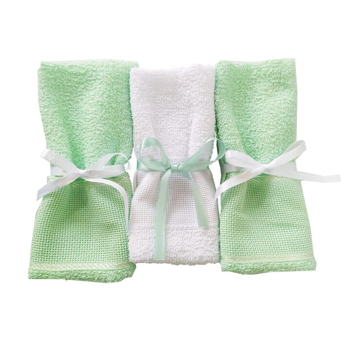 ZM SET DE TOALLITA X 3 VERDE AGUA/BLANCO única