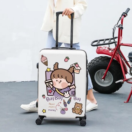 Valija Pequeña CarryOn Infantil 4 Ruedas 360º Dibujo Muñeca Blanco
