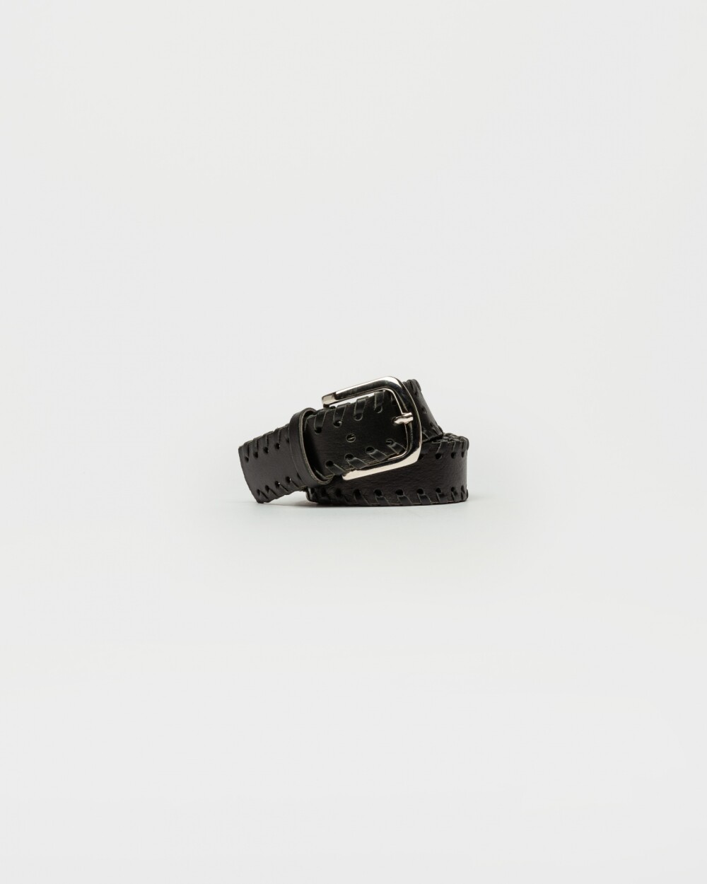 Cinturon Braided En Cuero Vegetal Negro