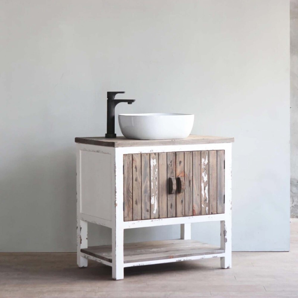 MUEBLE DE BAÑO 80 CM MADERA BLANCO AIMANN