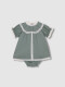 Vestido De Arras En Lino Verde Con Tiras Verde Oscuro