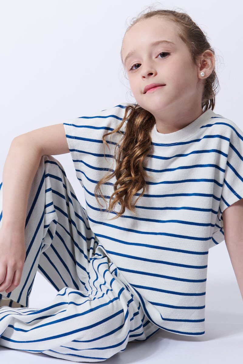 Pantalón con bolsillos rayas Azul