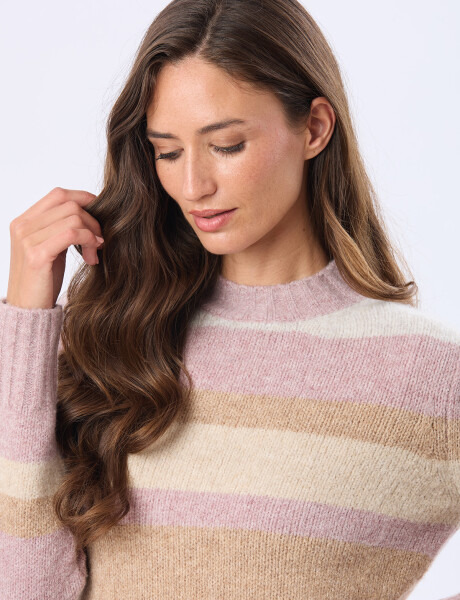 BUZO TEJIDO RAYADO Rosa