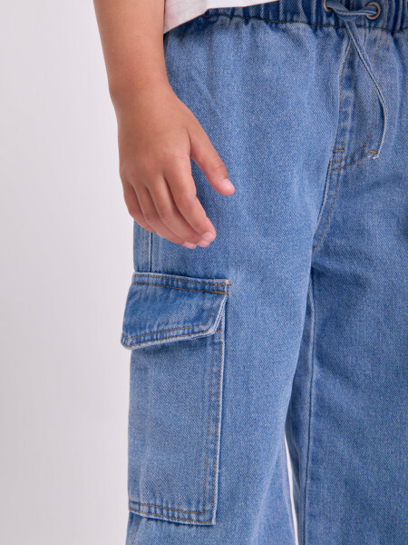 Pantalón jean cargo Azul Medio