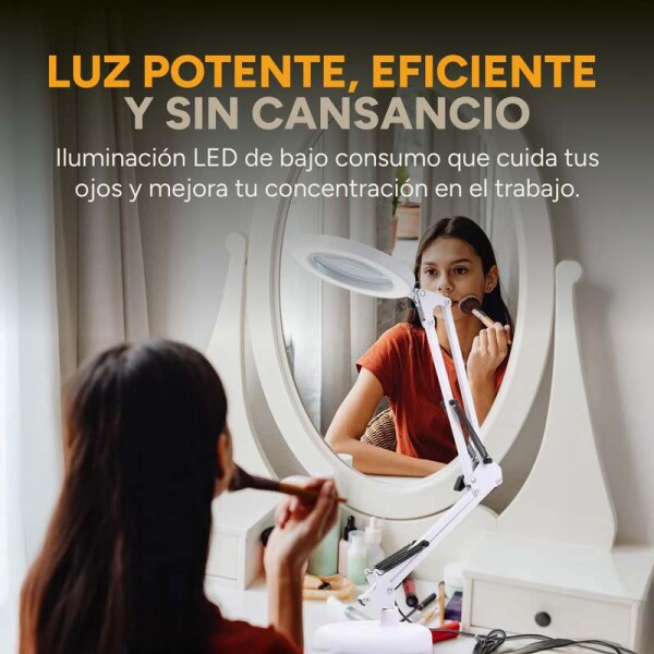 Lampara Aro Luz Led Lupa Aumento 2 En 1 Escritorio Y Morsa Color Variante Blanco
