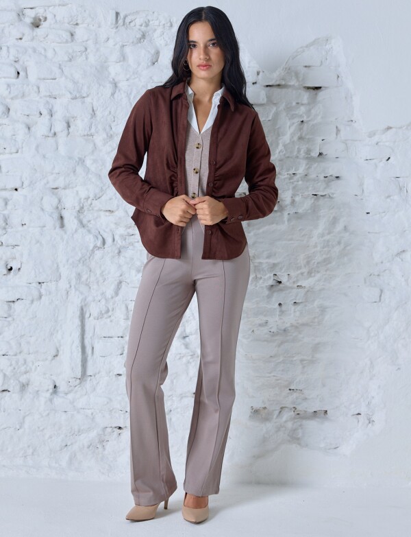 Camisa Suede Frunce MARRON