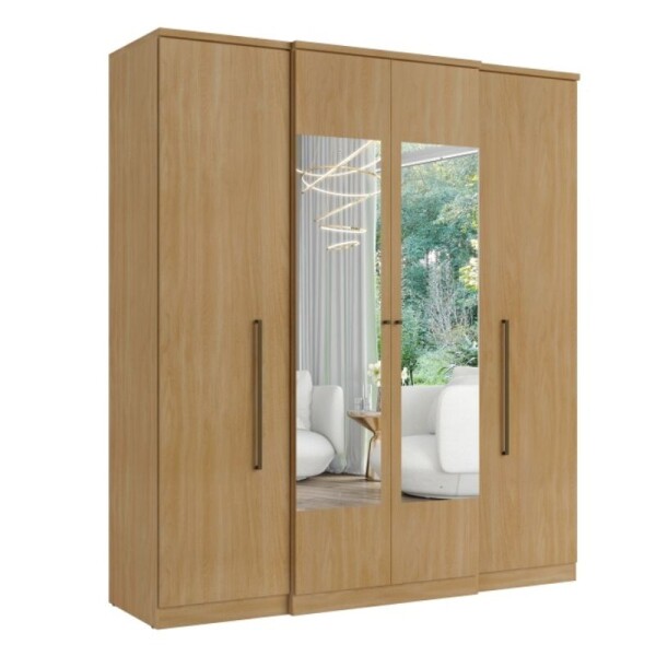 ROPERO 4 PUERTAS CON ESPEJO ESPLENDOR - NOGAL ROPERO 4 PUERTAS CON ESPEJO ESPLENDOR - NOGAL