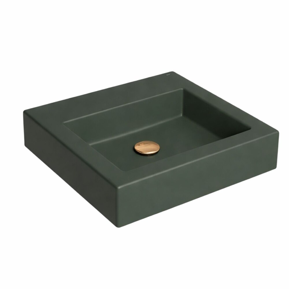 Bacha de apoyo cuadrada 45 cm c/mesa verde mate Deca Bacha De Apoyo Cuadrada 45 Cm C/mesa Verde Mate Deca
