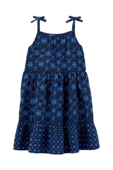 Vestido solera de lino escalonada Sin color