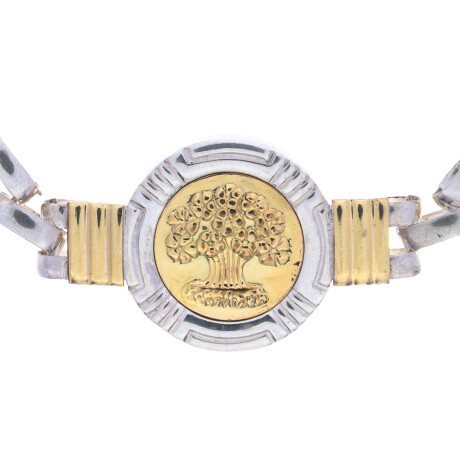 Pulsera de plata 925 y double en oro 18 ktes, ÁRBOL DE LA VIDA Pulsera de plata 925 y double en oro 18 ktes, ÁRBOL DE LA VIDA