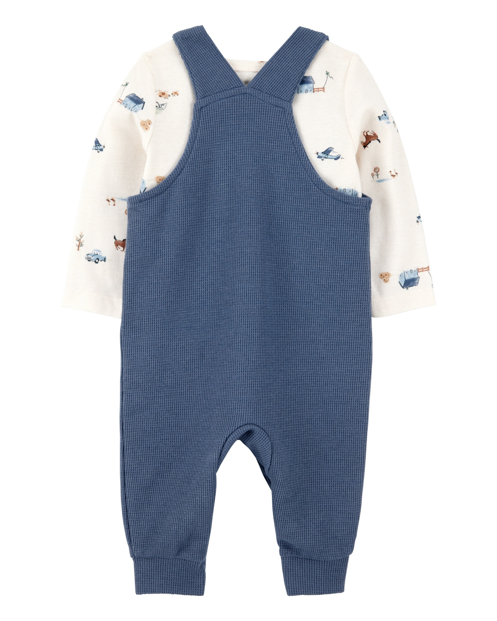 Set dos piezas, enterito de algodón térmico y remera manga larga Set dos piezas, enterito de algodón térmico y remera manga larga