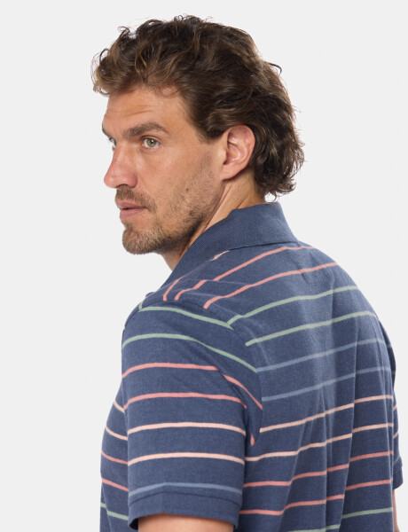 REMERA POLO RAYADA Azul
