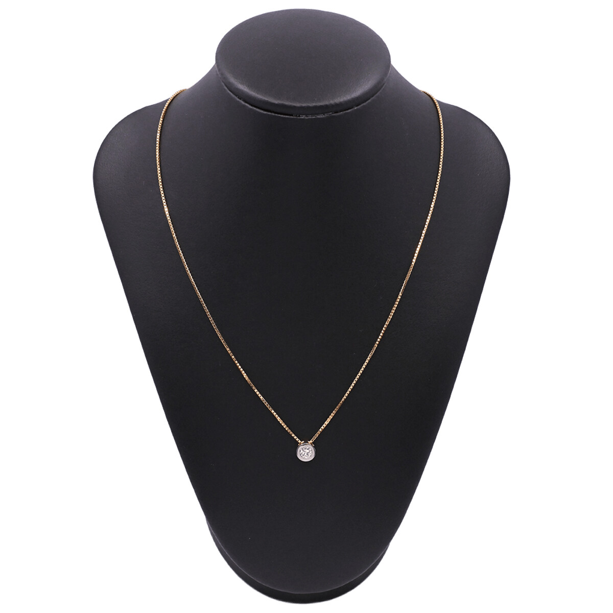 Cadena oro 18k veneciana con dije 2 tonos con brillante. 